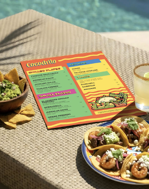 Menu design for Cocodrilo at Atlantis Bahamas.