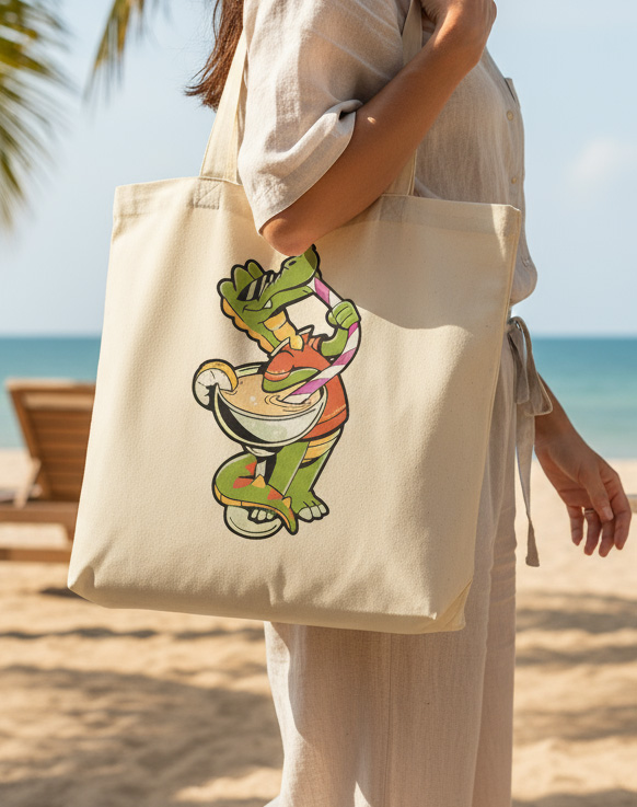 A tote bar featuring "Beto" the mascot of Cocodrilo.